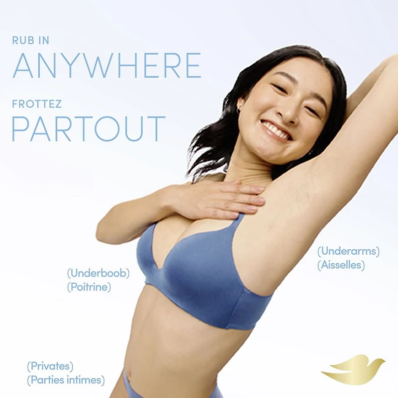 Dove Whole Body Deodorant Cream Aluminum Free, PH Balancing Hypoallergenic Unscented, 73 mL