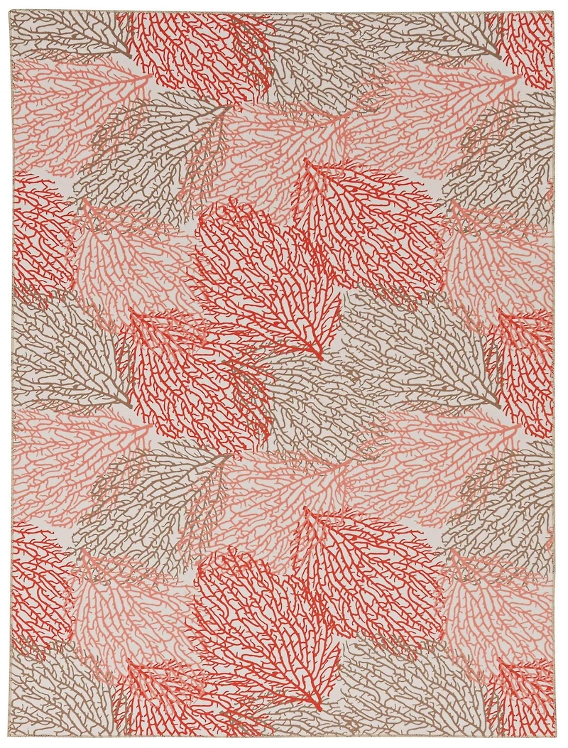 Tapis d'appoint lavable Haylee 3 pi x 5 pi ivoire et corail