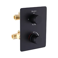 Square 3-functions thermostatic valve. handheld handshower and shower head, or simultaneously,  matte black finish