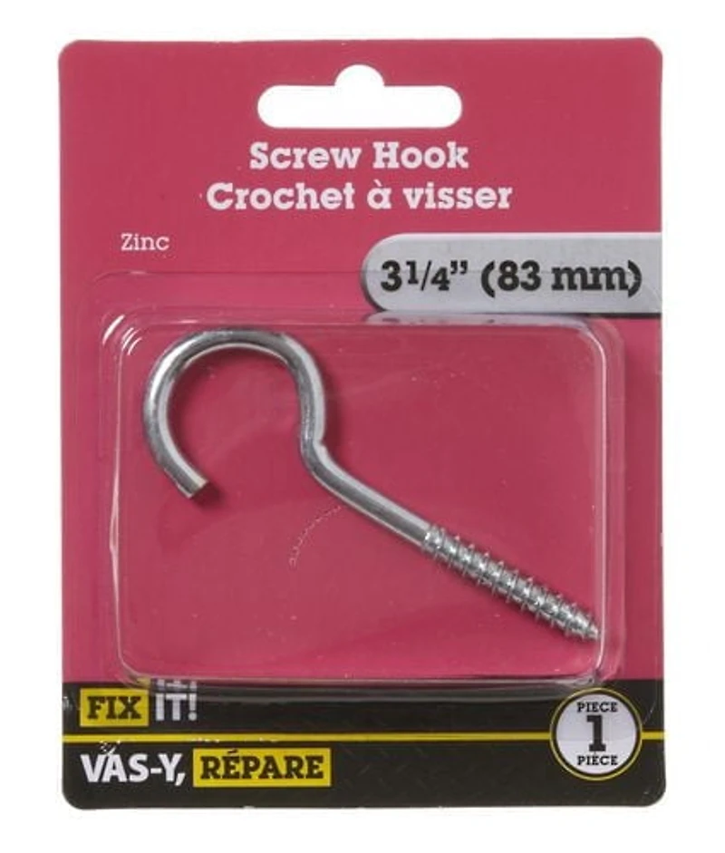 3-1/4" Screw Hook 1 Piece