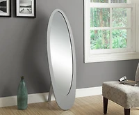 Monarch Specialties Mirror, Full Length, Standing, Floor, 60" Oval, Dressing, Bedroom, Wood, Grey, Contemporary, Modern