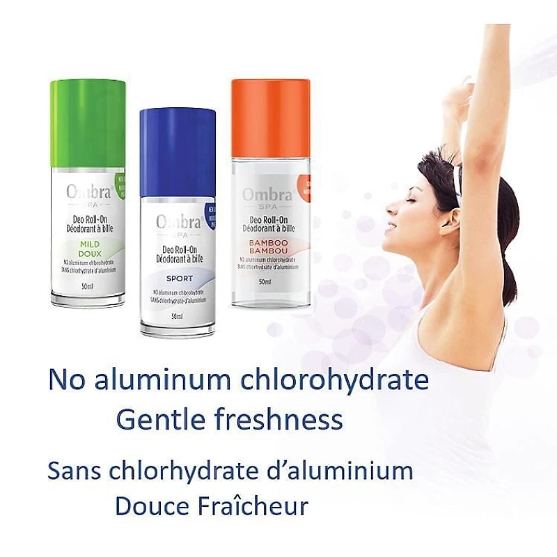 Ombra Spa Sport Roll-On Deodorant Aluminum Chlorohydrate Free