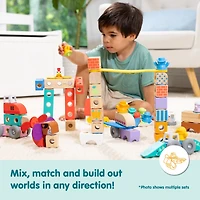 Melissa & Doug Blockables™ Vehicles Snap And Play, Mix And Match Connectable Wooden Building Blocks Play Set Toy for Preschool Boys And Girls (54 Pcs) - FSC Certified
