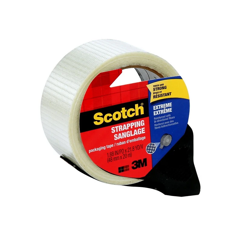 Scotch® Extreme Strapping Packaging Tape 8959 RD EF RP6, with Dispenser, 1.88 in x 21.80 yd (48 mm x 20 m), 1 Roll/Pack