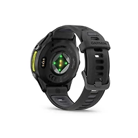 Montre intelligent GPS Garmin Forerunner® 970 - Titane DLC gris carbone avec boîtier noir et bracelet blanc translucide