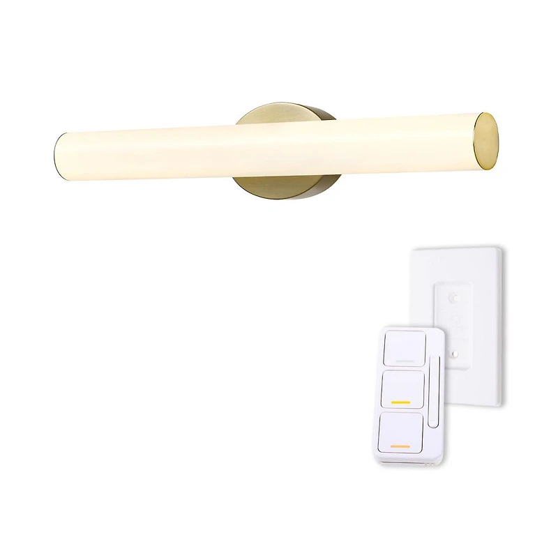 AmbianceSelectMC applique murale couleur ajustable laiton de 24 po à DEL intégrée avec diffuseur en acrylique givré et télécommande murale avec gradateur, 91005758