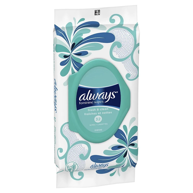 Always Feminine Wipes, Fresh & Clean, Soft Pack, 32 Count