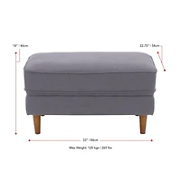 Pouf rembourré et polyvalent CorLiving Mulberry de style moderne du milieu du siècle avec pieds en bois
