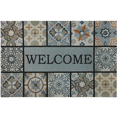 Mohawk Home - Tapis d’entrée gris de 58,4 cm × 88,9 cm (1 pi 11 po × 2 pi 11 po) Patina Tiles