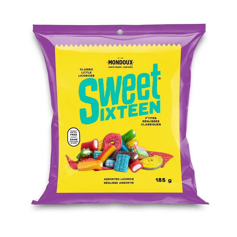 Sweet Sixteen Réglisse Assortie, Sac de 185g Bonbon Sweet Sixteen Réglisse Assortie - format 185g