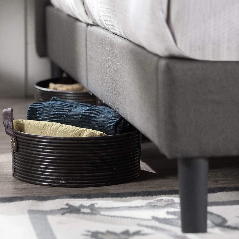 Zinus Lottie Cadre de lit plateforme tapissier avec tête de lit, gris foncé