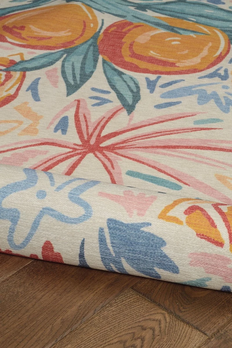 Tapis d'extérieur lavable Pensacola ivoire & orange 7 pi x 9 pi