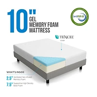 Lucid 10 Inch Dual-Layered Gel Memory Foam Mattress, Twin