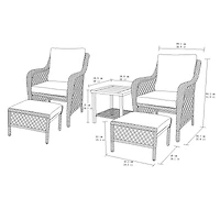 Ensemble causerie extérieur en acier 5 pièces avec poufs et coussins Belmont HOMETRENDS, bleu marine