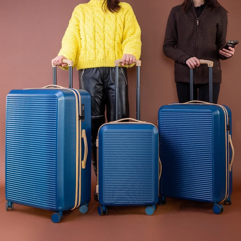 Ensemble de bagages rigides 3 pièces : Valises grandes 28 pouces et 24 pouces avec roulettes, et Valise Cabine 20 pouces