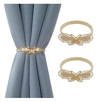 IH Casa Decor Set De 2 Rideaux Tiebacks Butterfly Rose Gold