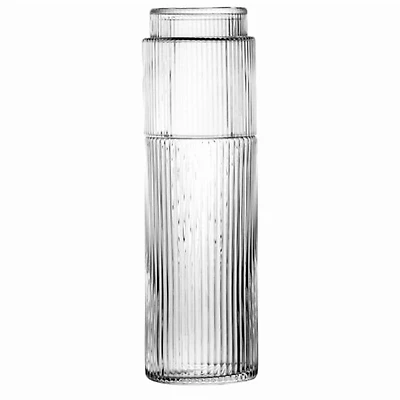 Brilliant - Striped Bedside Carafe and Tumbler Ensemble - Clear