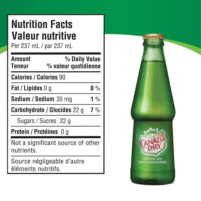 Canada Dry Ginger Ale 237 mL Glass Bottles, 6 Pack, 237 mL