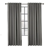 Loft Living Barry Total Blackout Textured Dual Header(Back Tab/Rod Pocket) Single Curtain Panel Blackout 52" x 95" in White