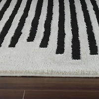 Tapis d'interieur abstrait Rug Branch Domus, creme noir, moderne - Salon, chambre, salle a manger et cuisine<br>