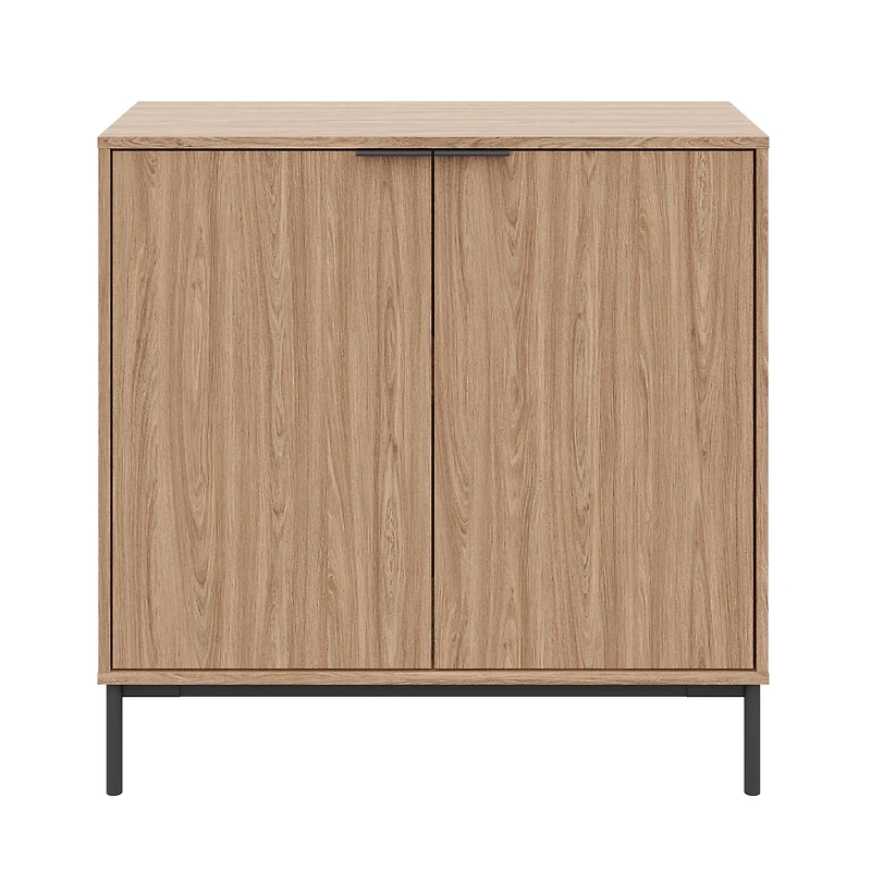 Nexera Slim 2-Door Storage Cabinet, Light Walnut