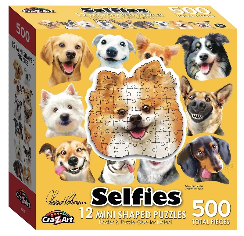Cra-Z-Art 12 Mini Shaped Dog Selfie Puzzles- 500pcs total