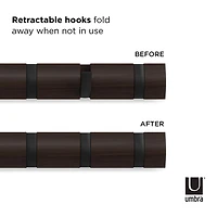 Umbra Flip Wall Mounted Coat Rack,Black/Walnut