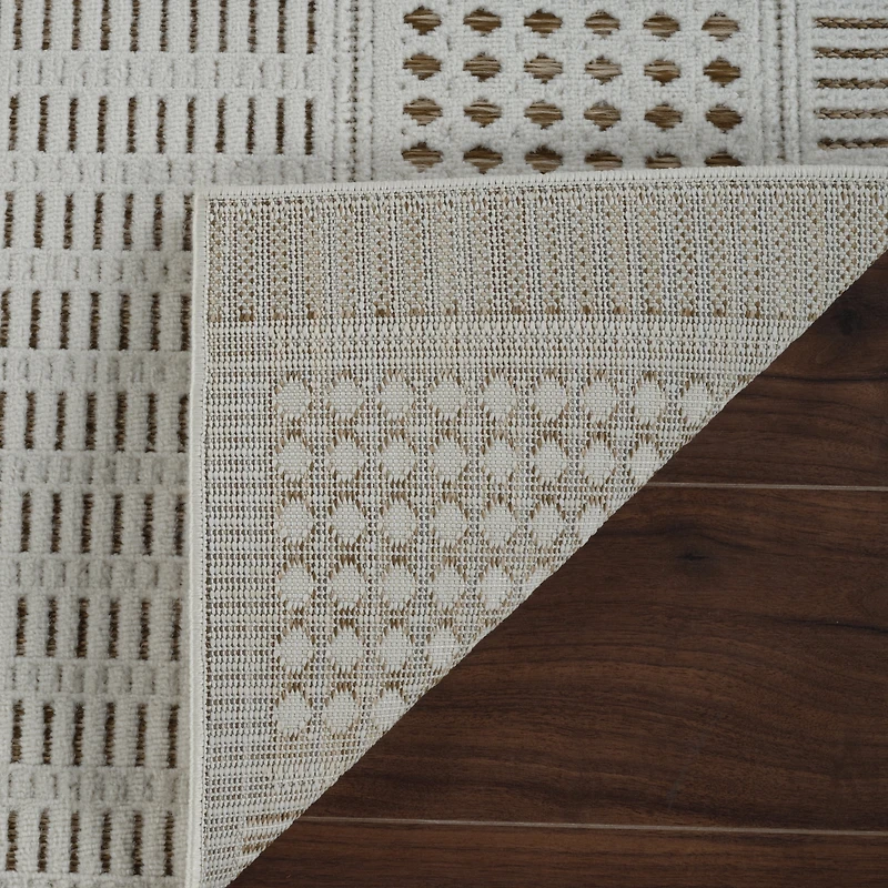 Tapis d'interieur/exterieur abstrait Rug Branch Maise, beige marron, moderne - Entree, couloir