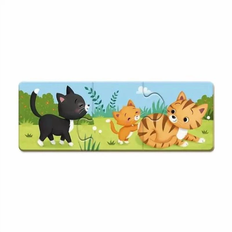 Janod - From 3 years old - Puzzle Trionimo - 10 Puzzles of 3 Pieces - Animals - Cardboard FSC - Memory and Association Games