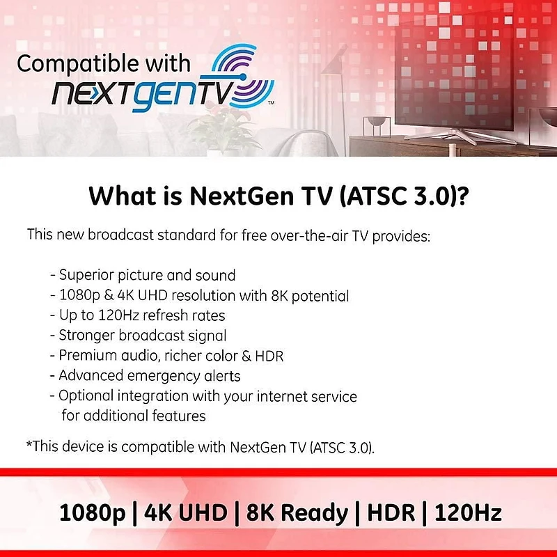Onn. Antenne intérieure pour téléviseur haute définition, réglage facile, ONA16AV002CA