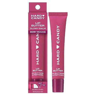Hard Candy Lip Butter Glowy Balm, Berry Mousse, Sheer Berry Tint, Shine,  Hydration, 15mL, 0.51 ounce
