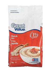 Great Value Gruau rapide 1 kg Flocons d'avoine a grains entiers a 100%