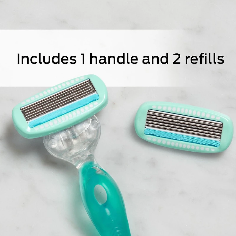 Schick Hydro Silk Sensitive Skin Razor with Bonus Eyebrow Razor, Razor, 2 Refills, Bonus