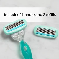 Schick Hydro Silk Sensitive Skin Razor with Bonus Eyebrow Razor, Razor, 2 Refills, Bonus