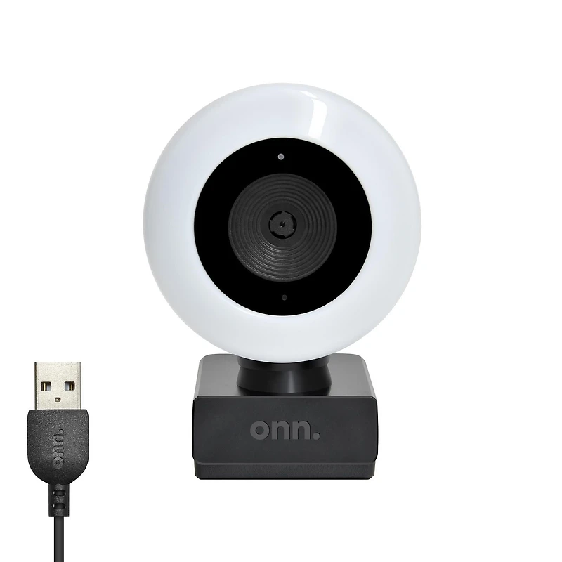 onn. 1440p Swivel Head Ring Light Webcam