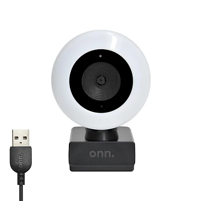 onn. 1440p Swivel Head Ring Light Webcam