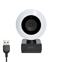 onn. 1440p Swivel Head Ring Light Webcam