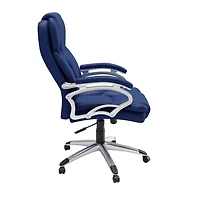 CorLiving Leon Faux Leather PU Fabric Upholstered Adjustable Height Lumbar Support Tilting Executive Office Chair