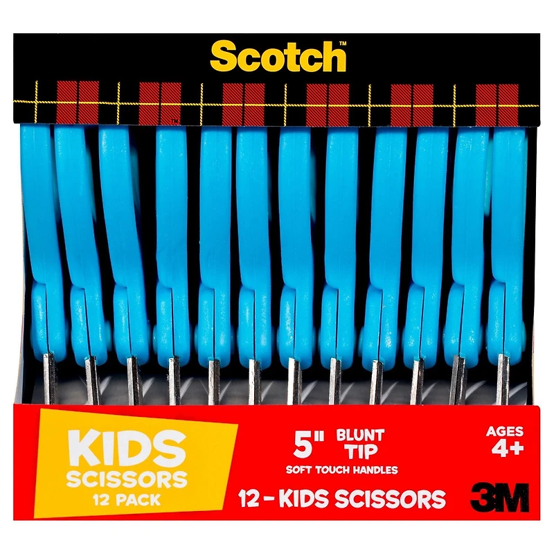 Ciseaux pour enfants 1442B-12-C Scotch(MC), bout arrondi, bleus, 5 po, 12/paquet