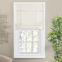 Camalay Harmony Light Filtering Adhesive Fastener Cascade Roman Shade 27 x 64 in Natural