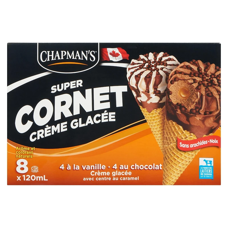 Chapman's Super Caramel Centre Ice Cream Cone in a Box, 8 x 120mL