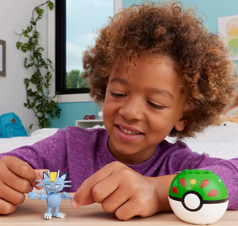 MEGA Pokemon Alolan Meowth Building Toy Kit, Poseable Action Figure (28 Pieces) for Kids