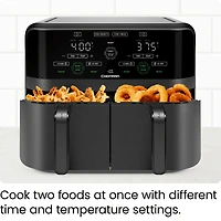 Friteuse à air chaud numérique Chefman 5,5 L à deux paniers -  Deux paniers antiadhésifs indépendants de 2,75 L - Noir