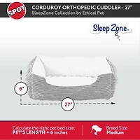 Sleep Zone Corduroy Orthopedic Cuddler Dog Bed