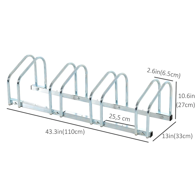 HOMCOM 3-Bike Bicycle Floor Parking Rack Cycling Storage Stand Silver