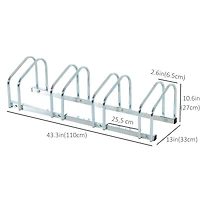 HOMCOM 5-Bike Bicycle Floor Parking Rack Cycling Storage Stand Silver