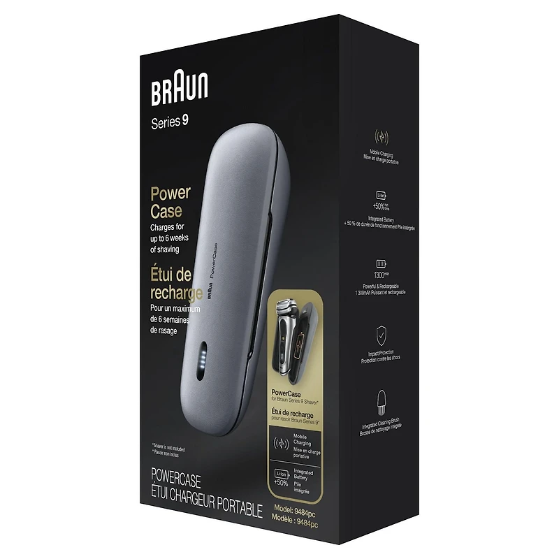 Braun Powercase, compatible avec les Rasoirs Électriques Braun Series 8 et 9, Offre jusqu'à 6 Semaines d'Autonomie