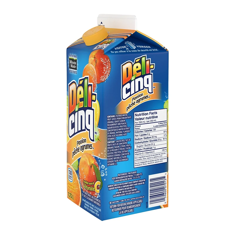 Five Alive Passionate Peach Citrus Gable top, 1.75 Liters, 1.75 x L