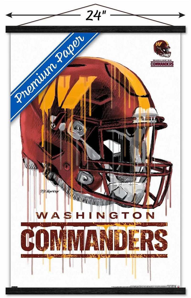 NFL Washington Commanders - Drip Helmet 22 Wall Poster, 14.725" x 22.375" Framed
