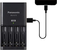 Panasonic Eneloop Advanced Battery Charger with USB Charging Port and 4AAA eneloop pro High Capacity Rechargeable Batteries